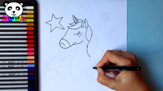 How to draw a unicorn Easy // Як намалювати єдинорога легко // Как нарисовать радужного единорога смотреть онлайн