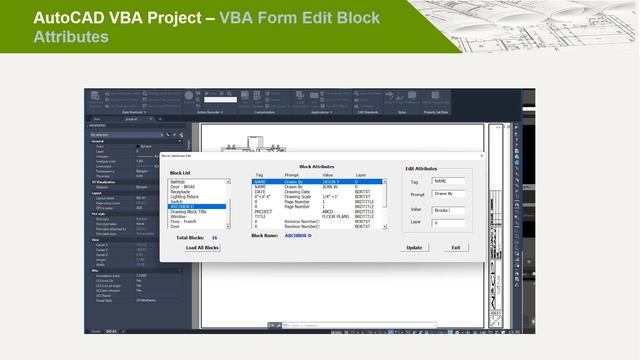 How to Automatically Edit Blocks Definition, Reference, Attributes(VBA 03) смотреть онлайн