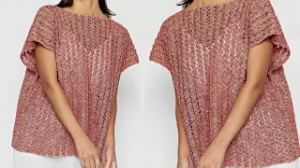 Стильная, эффектная летняя туника, связанная крючком очень простым и легким узором