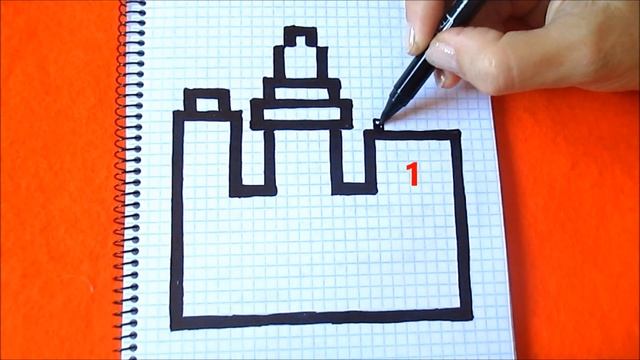Как рисовать по клеточкам Замок Простые рисунки по клеточкам How to Draw Castle Pixel Art смотреть онлайн