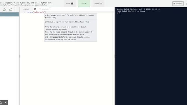 Hello world in Python 3 смотреть онлайн