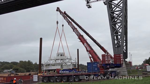 Spectacular Heavy Lift Operation Two Liebherr LTM 1450-8.1 Cranes Lifting Gondola Ferry