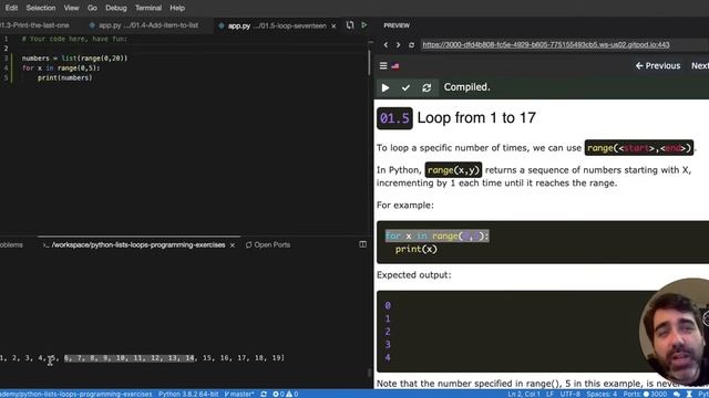 01.5 Looping a fixed amount of times with range - Python List Exercises Tutorial Interactive смотреть онлайн