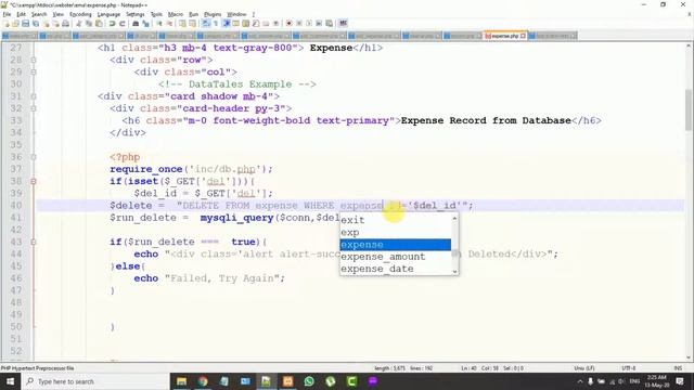 Delete Income & Expense record in in PHP | Lecture No. 19 | Webster смотреть онлайн