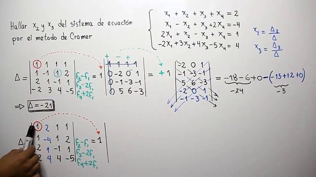 ALGEBRA - Sistema de ecuaciones 4x4 Metodo de Cramer смотреть онлайн