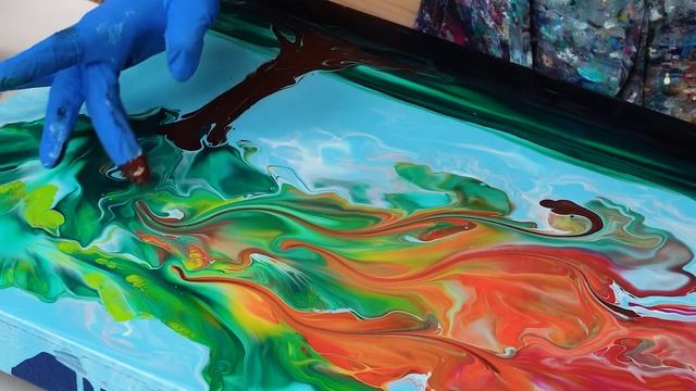 EASY Abstract Painting of Autumn TREE?? Gradient Fall Foliage ~ Landscape Painting ~ Acrylic Pourin смотреть онлайн