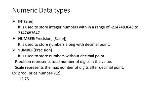 Oracle - SQL Data types смотреть онлайн