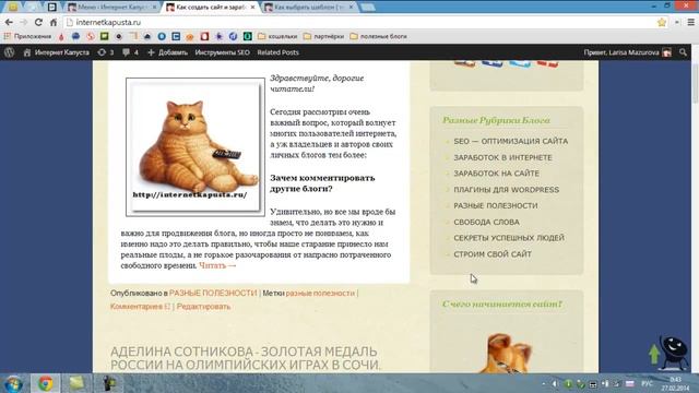 Как разобраться в админ панели сайта WordPress? смотреть онлайн