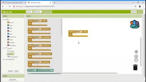 Talk To Me app using MIT App Inventor