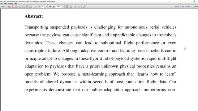 Model Based Meta Reinforcement Learning for Flight With Suspended Payloads смотреть онлайн