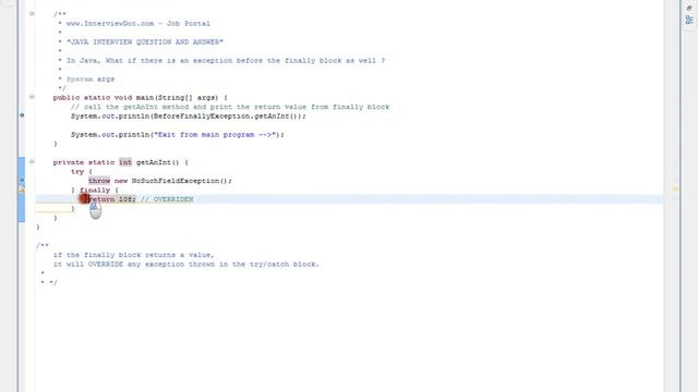 In Java, What if there is an exception before the finally block as well Fresher Java Interview Ques смотреть онлайн