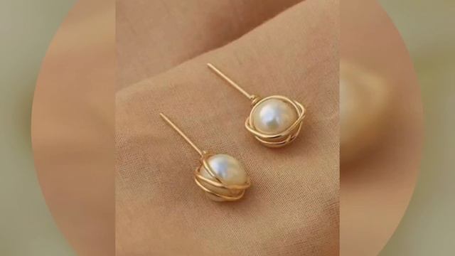 Beautiful gold earrings design with perl #uniquegoldearringdesign #latestgoldearringsdesignwithperl смотреть онлайн