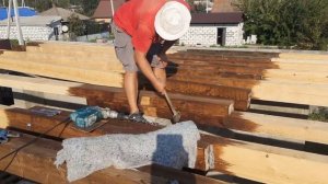 Монтаж деревянных балок перекрытия для плоской крыши. Гидроизоляция и экономия пиломатериала.