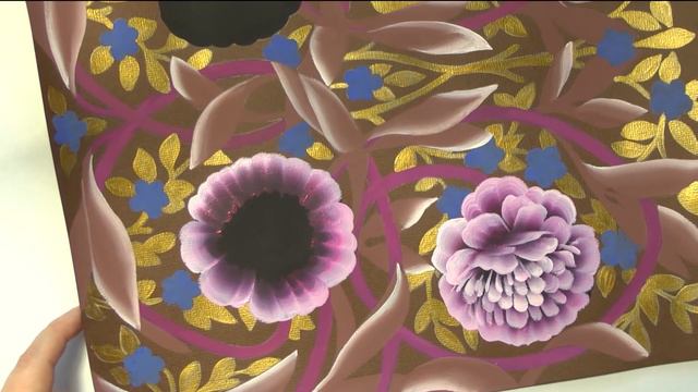 Painting  The Peony, Desenhar Peônia, One Stroke, Irishkalia