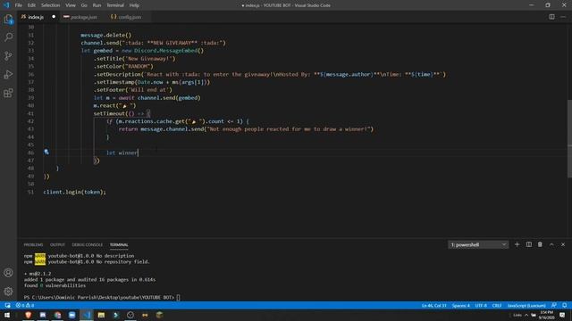 How to code a Discord.js Bot | Video 15 | Giveaway Command смотреть онлайн
