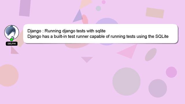 Django : Running django tests with sqlite смотреть онлайн