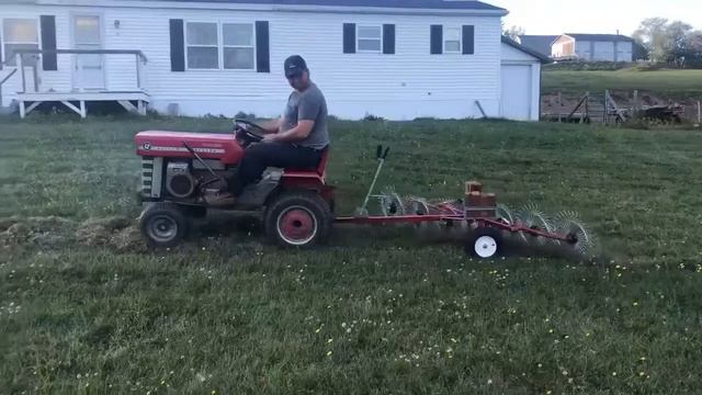 Mf12 garden tractor with estate rake смотреть онлайн
