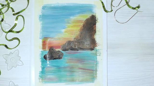 Рисуем морской пейзаж акрилом или гуашью смотреть онлайн