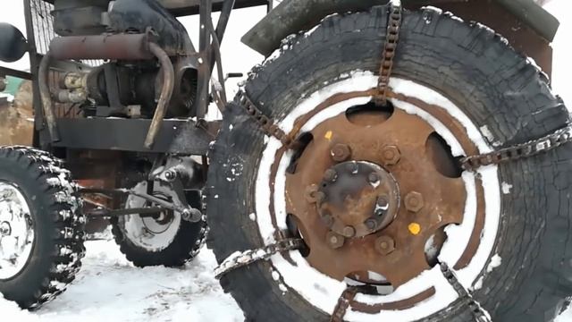 Обзор самодельного Трактора, чистит снег