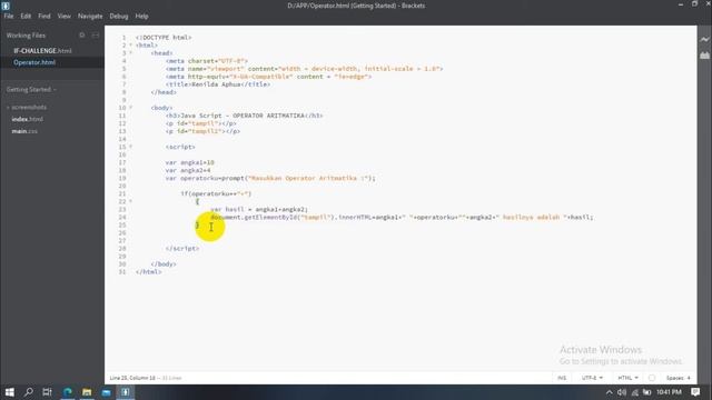 TUGAS 6B. OPERATOR JAVA SCRIB BRACKETS, Renilda Aphua M, S.TP смотреть онлайн