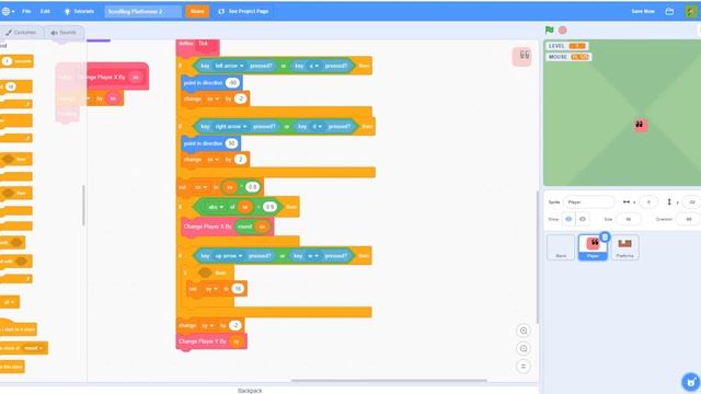 Scratch Scrolling Platformer Game | Part 3 | Scratch how to make a scrolling platformer game смотреть онлайн