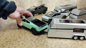 Tesla cybertruck с прицепом металлическая модель