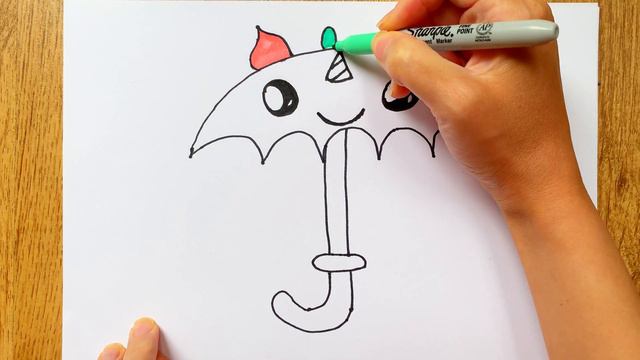 How To Draw A Cute Umbrella! ☂️ Kawaii ☔️ Easy Step By Step Coloring For Kids смотреть онлайн