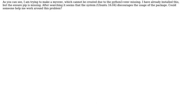 Ubuntu: ensurepip is disabled in Debian/Ubuntu for the system python смотреть онлайн