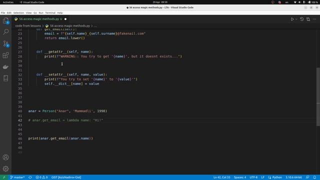 56. Python OOP: attributları idarə metodları смотреть онлайн