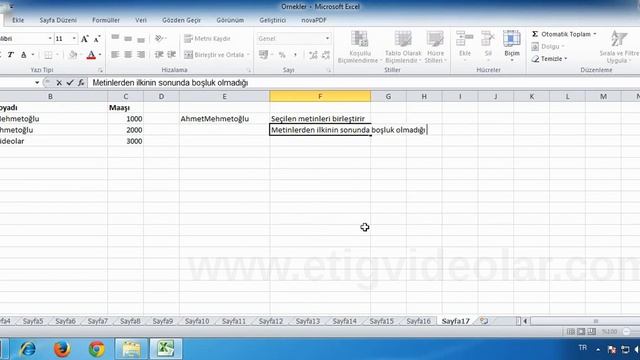 64 Excel 2010 metin fonksiyonları (BİRLEŞTİR) kullanımı смотреть онлайн
