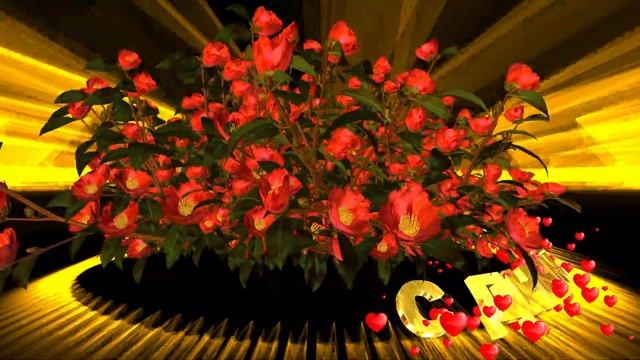 Шикарное поздравление С ДНЁМ РОЖДЕНИЯ. Танцующий букет красных роз с эффектом сердечек и лучей смотреть онлайн