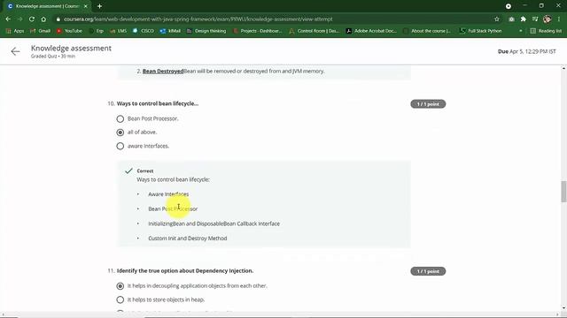 Web Development with Java Spring Framework week 2 knowledge assessment quiz answers смотреть онлайн