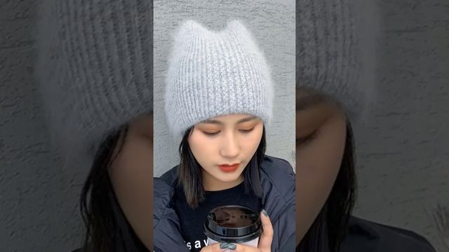 ❄Женская Шапка из Ангорского Кролика. Мягкая и Теплая Вязаная Шапка из Ангоры смотреть онлайн