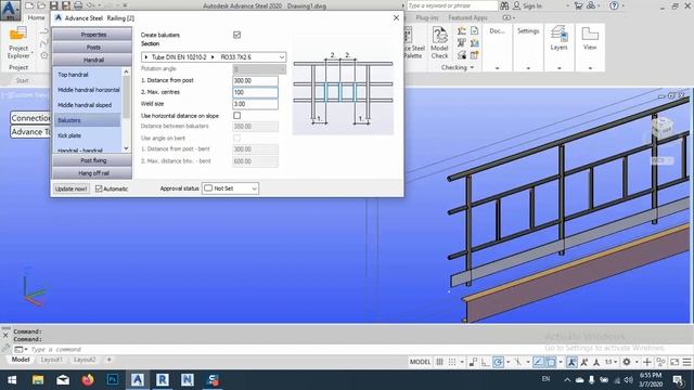 Advance steel - hand railing and side beam connection смотреть онлайн