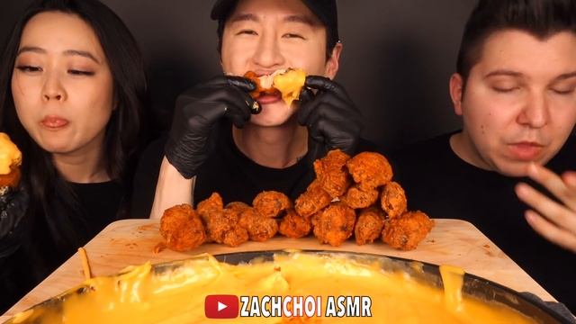 ASMR CHICKEN WINGS & STRETCHY CHEESE With STEPHANIE SOO & NIKOCADO AVOCADO (No Talking)