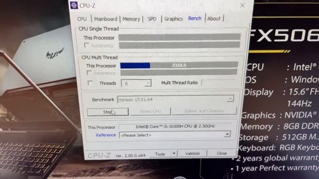 Asus Tuf Gaming FX506LH-HN002T (Cpu-Z Benchmark Test) смотреть онлайн