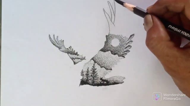 Combination of Nature with bird sketch ???? @ayushthepainter #sketch смотреть онлайн