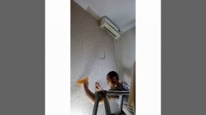 #Поклейка обоев (как клеить рядом с кондиционером)#ремонтквартиридомоввмайкопе