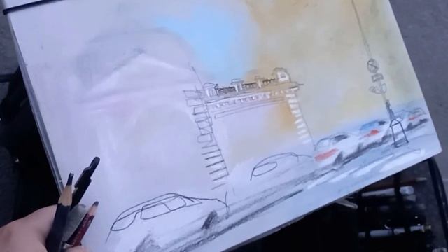 Городская зарисовка. Пленэр. Пастель. Реальное рисование как АртТерапия и самолечение. Часть 1 смотреть онлайн