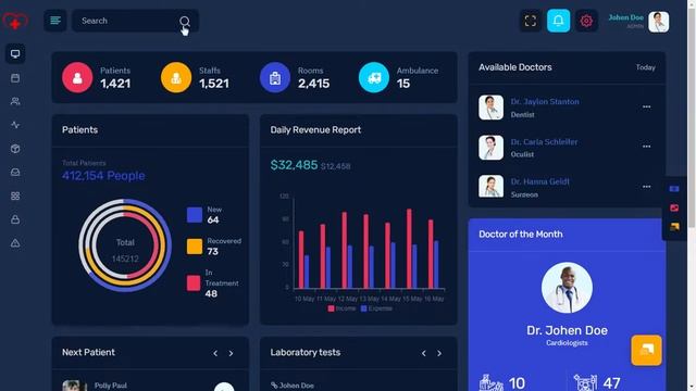 Medical Dashboard Ui Kit Bootstrap 5 Admin Template with LTR Dark Theme смотреть онлайн