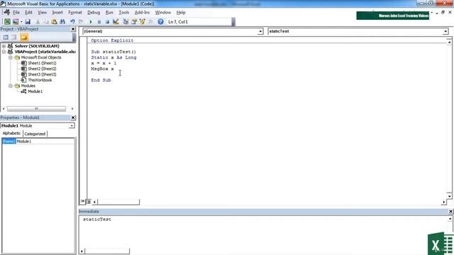 87 The Static Declaration And Variable Expiry || VBA Tutorial || Lecture || Microsoft Excel || смотреть онлайн