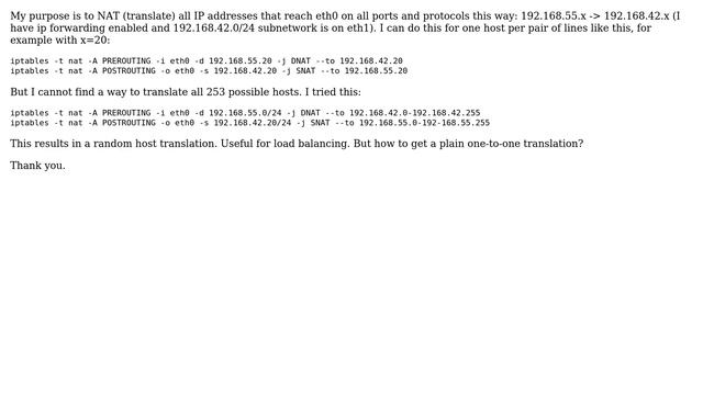 Linux iptables NAT of an entire /24 subnetwork смотреть онлайн