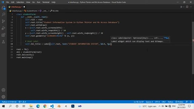 Part 1 - Simple CRUD Application in Python Tkinter and MS Access (FRAME) смотреть онлайн