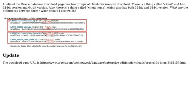 What's the differences between the two version of oracle client download file, "client" and... смотреть онлайн
