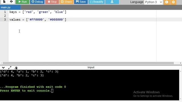 Write a Python program to map two lists into a dictionary. смотреть онлайн