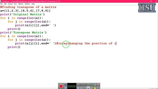 GE8161 Problem Solving and python Programming Laboratory 29 Finding Transpose of a Matrix смотреть онлайн