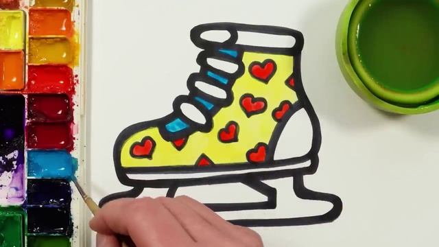 Рисуем коньки фломастерами. Рисование для детей смотреть онлайн