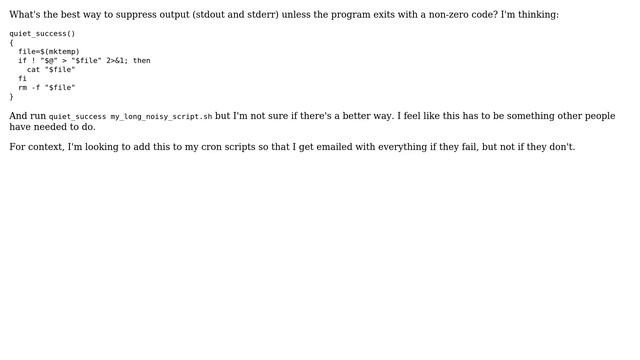 Suppress output unless non-zero exit code (2 Solutions!!) смотреть онлайн