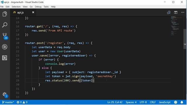 Angular Authentication Tutorial - 22 - Generating JWT in the back-end смотреть онлайн