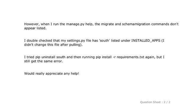 Django : South: Unknown command 'migrate' смотреть онлайн